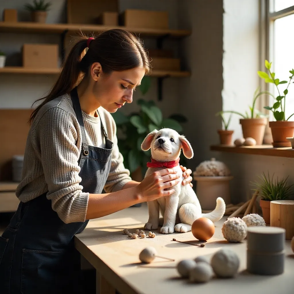 content pet enjoying toy